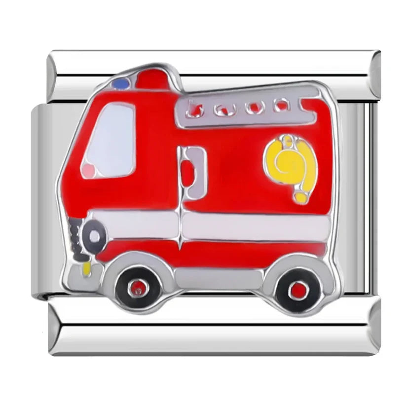Silber-Charm Feuerwehwagen Symbol