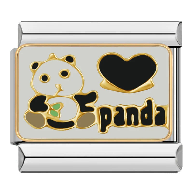 Silber-Charm Tier Panda Liebe