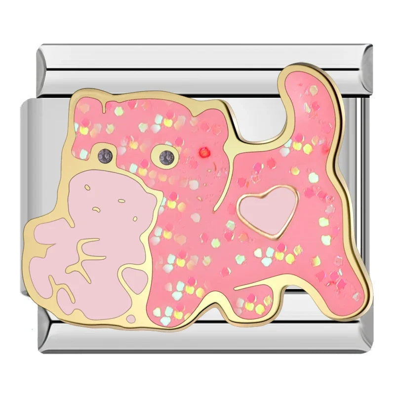 Silber-Charm Funkel Liebe Tier Katze