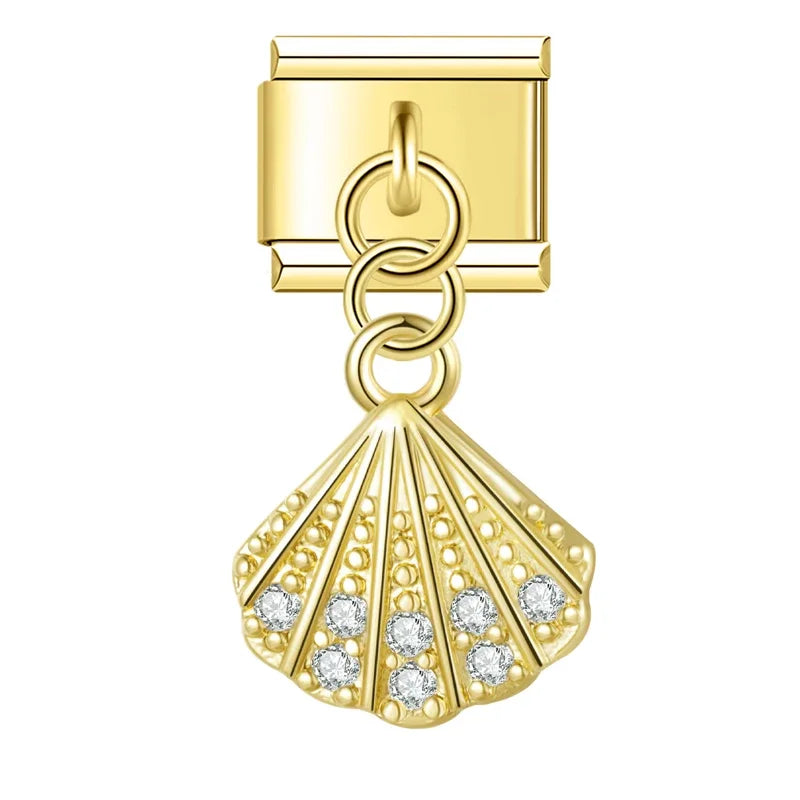 Gold-Charm Funkel Tier Anhänger Muschel