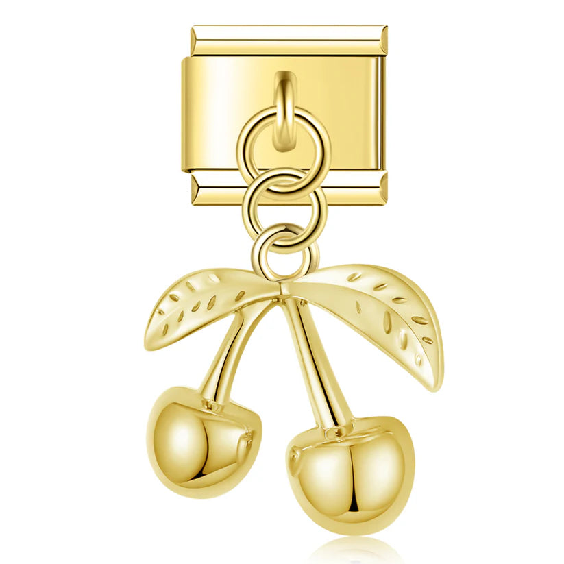 Gold-Charm Food & Drinks Anhänger Kirsche