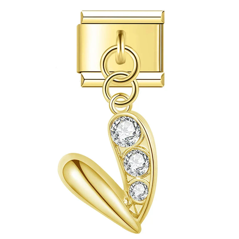 Gold-Charm Funkel Liebe Anhänger Herz