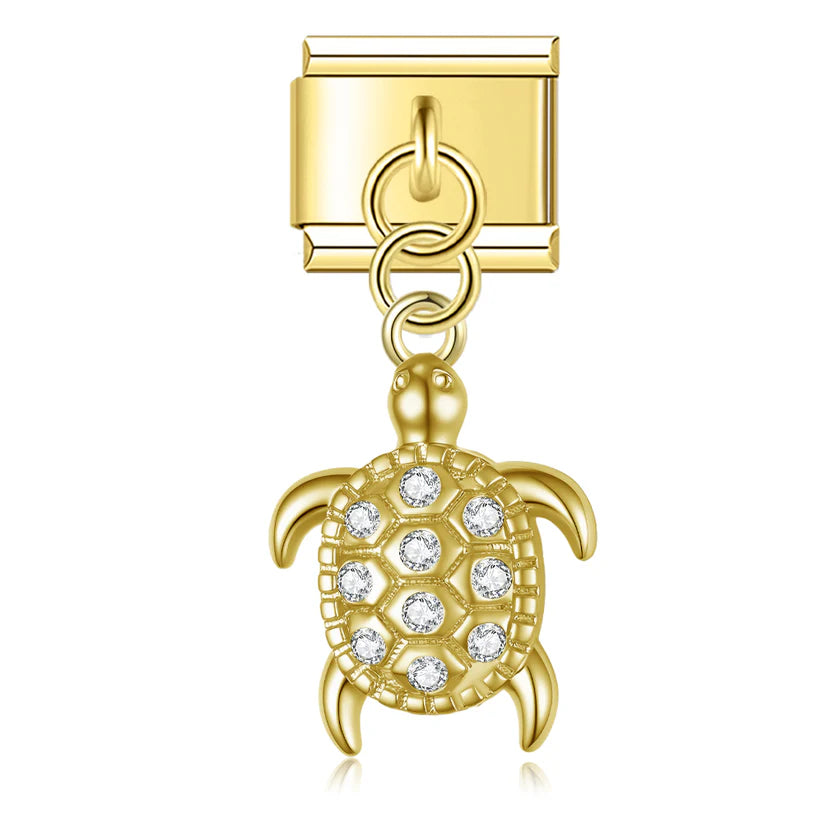 Gold-Charm Funkel Tier Anhänger Schildkröte