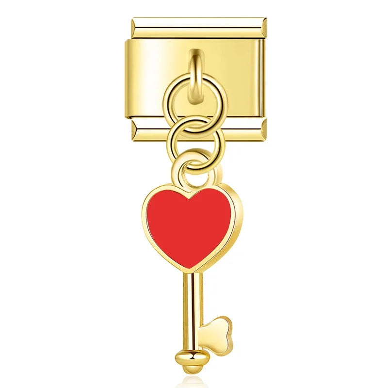 Gold-Charm Liebe Anhänger Herzschlüssel
