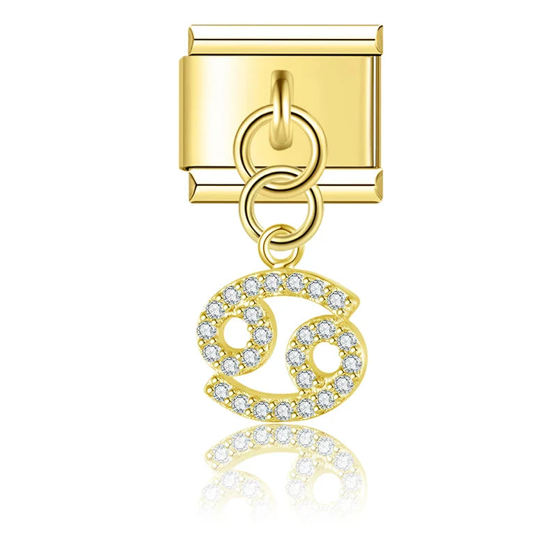 Gold-Charm Funkel Sternzeichen Anhänger Krebs
