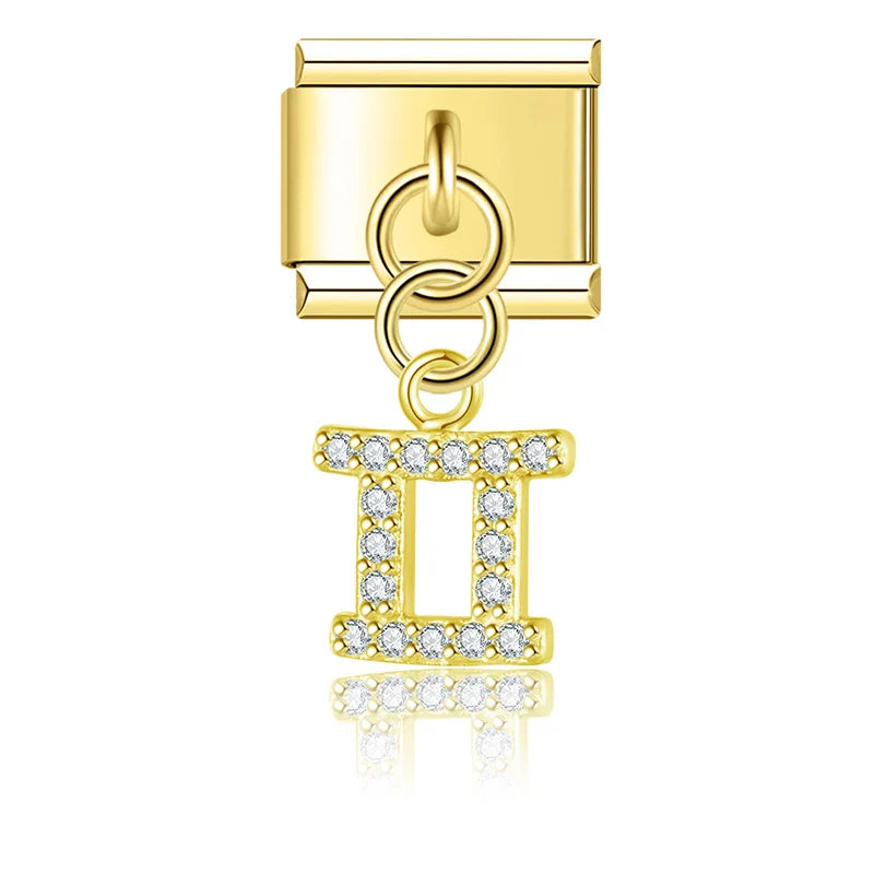 Gold-Charm Funkel Sternzeichen Anhänger Zwilling