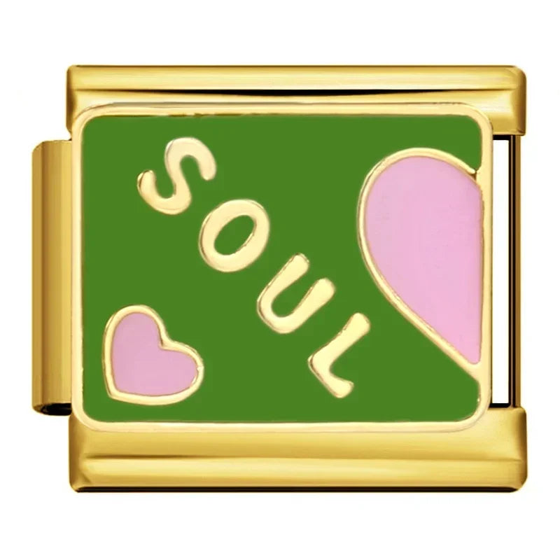 Gold-Charm Familie & Freunde Liebes Spruch SOUL