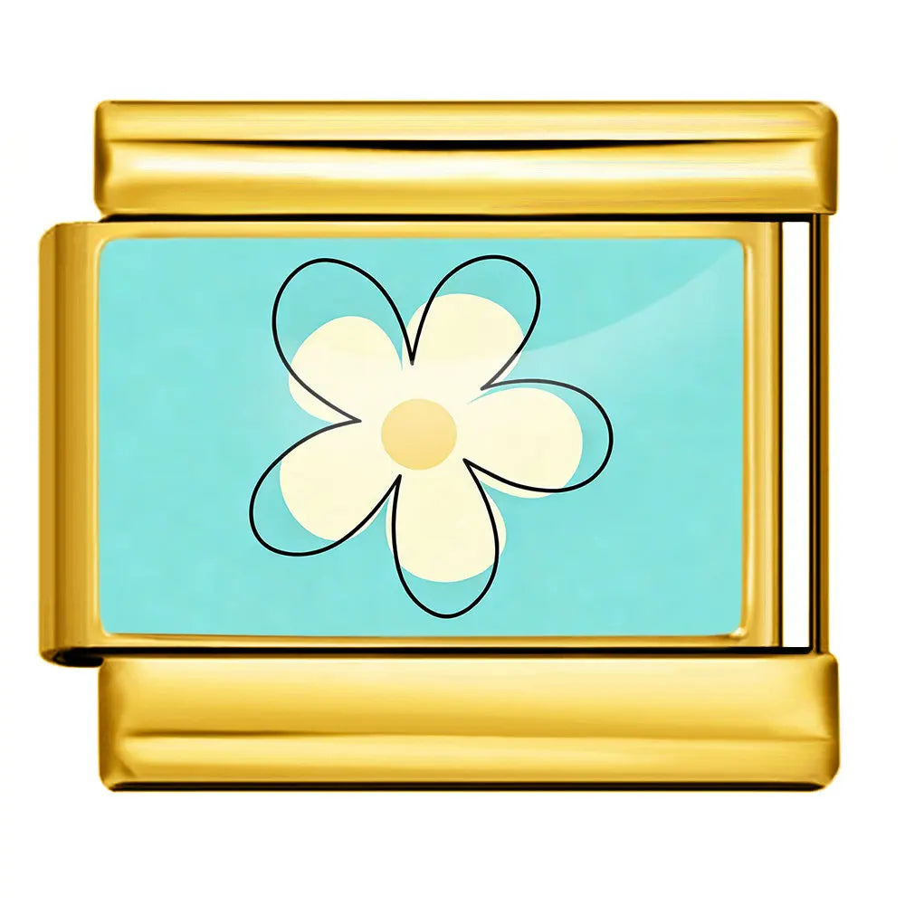 Gold-Charm weiße Blume