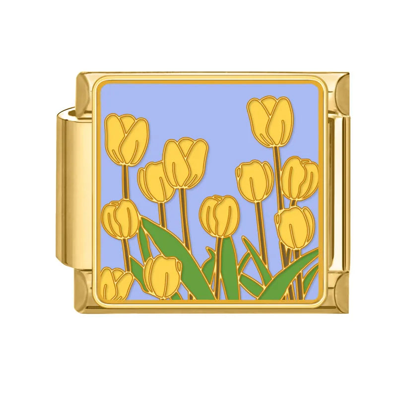 Gold-Charm gelbe Blume
