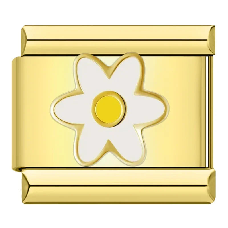 Gold-Charm weiße Blume