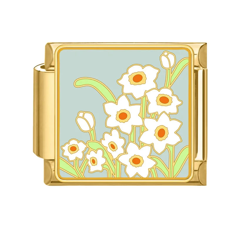 Gold-Charm weiße Blume