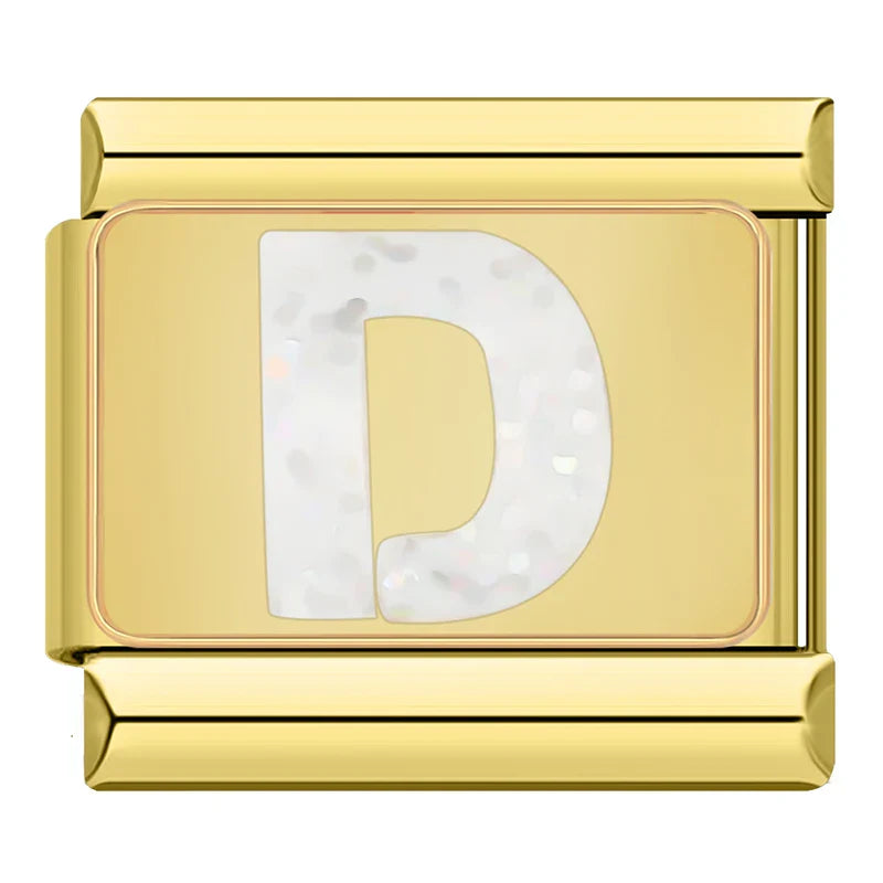 Gold-Charm Glitzer Buchstabe D