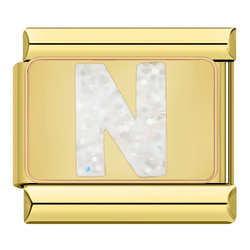 Gold-Charm Glitzer Buchstabe N