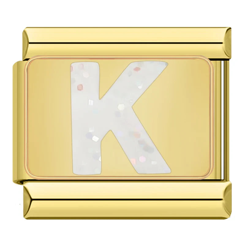 Gold-Charm Glitzer Buchstabe K