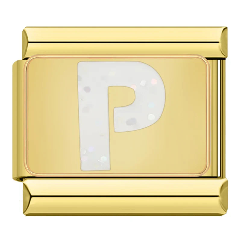 Gold-Charm Glitzer Buchstabe P