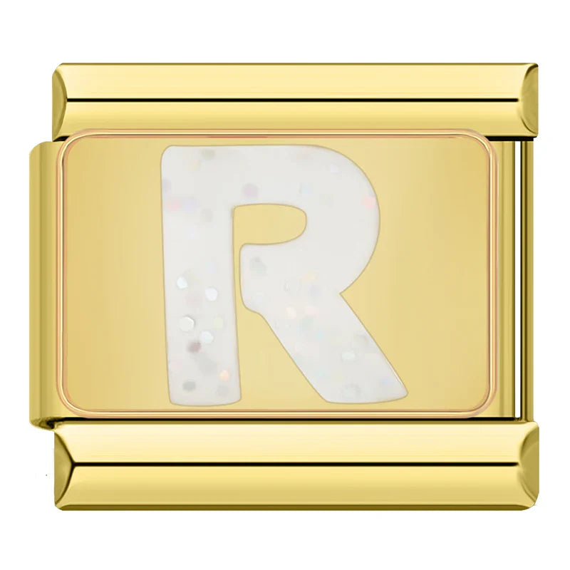 Gold-Charm Glitzer Buchstabe R