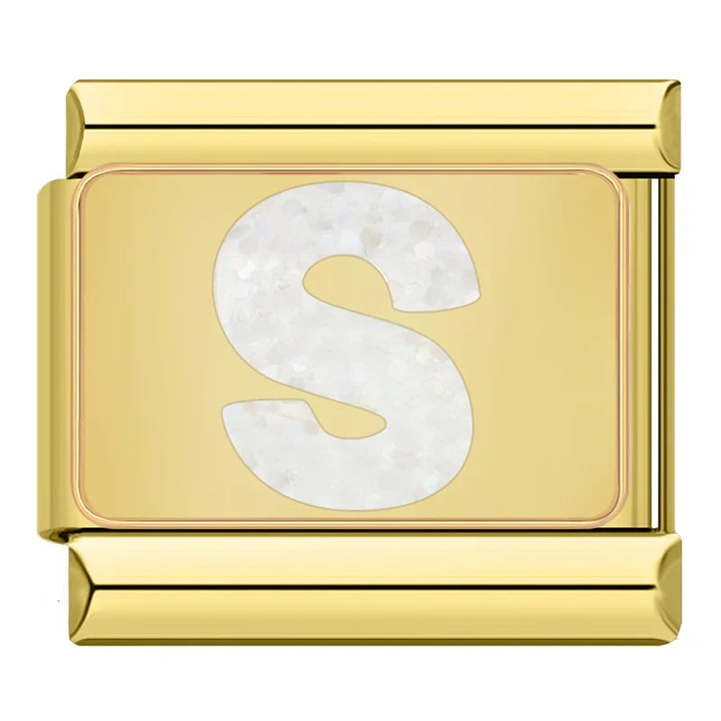 Gold-Charm Glitzer Buchstabe S