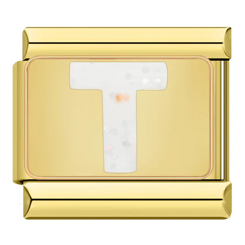 Gold-Charm Glitzer Buchstabe T