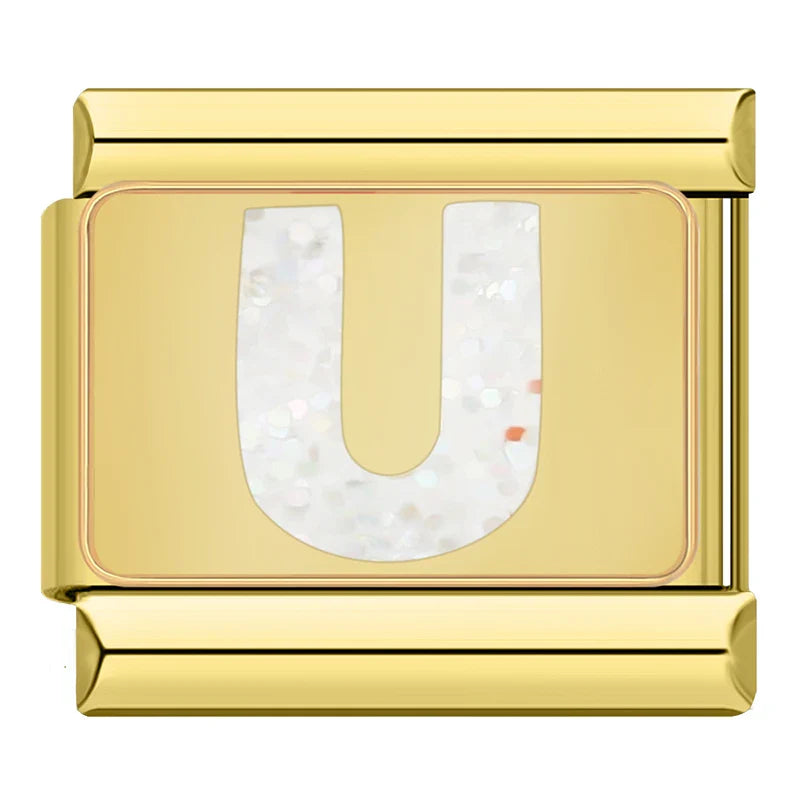 Gold-Charm Glitzer Buchstabe U
