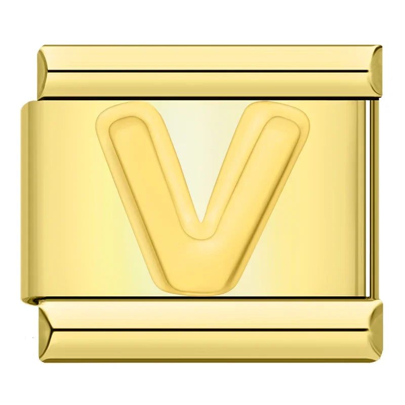 Gold-Charm Buchstabe V