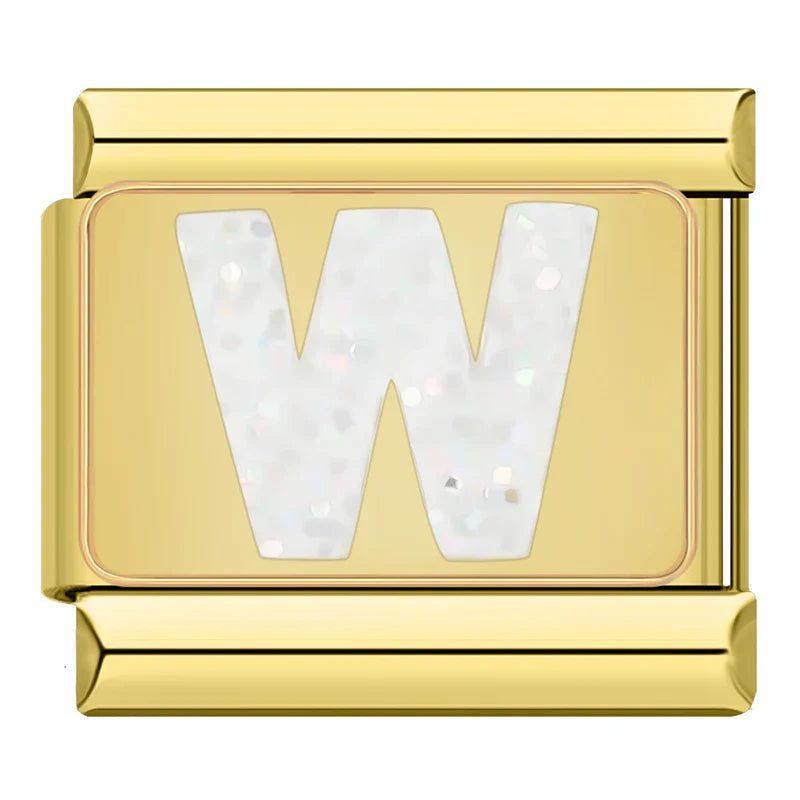 Gold-Charm Glitzer Buchstabe W