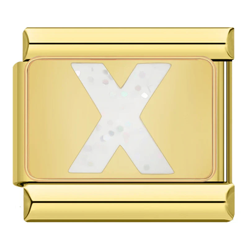 Gold-Charm Glitzer Buchstabe X