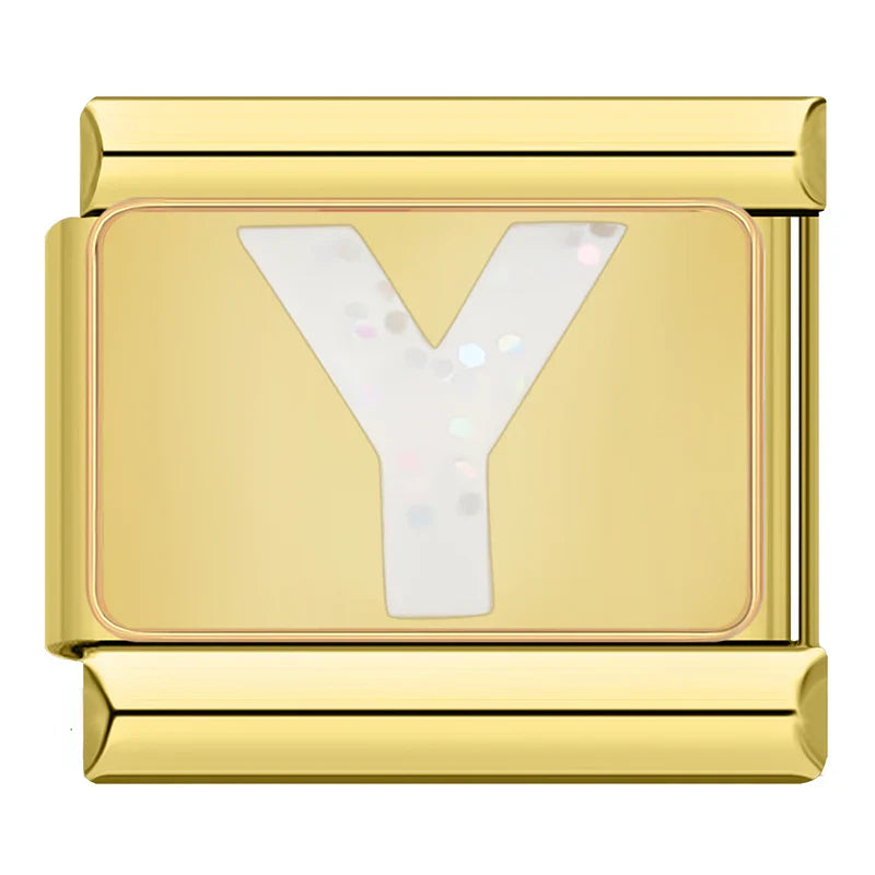 Gold-Charm Glitzer Buchstabe Y