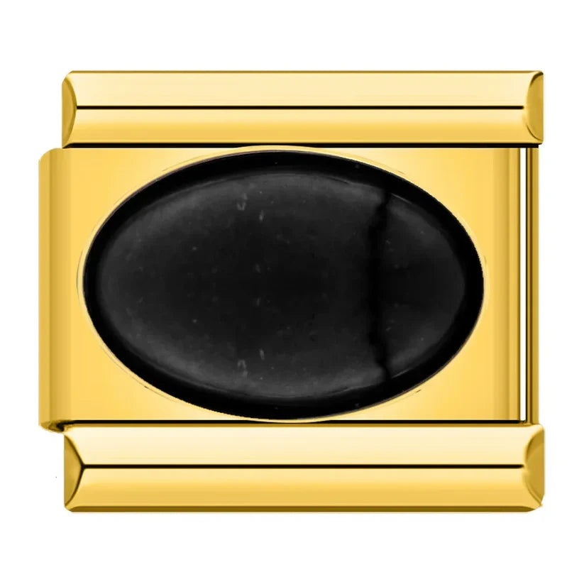 Gold-Charm Funkel Edelstein schwarz