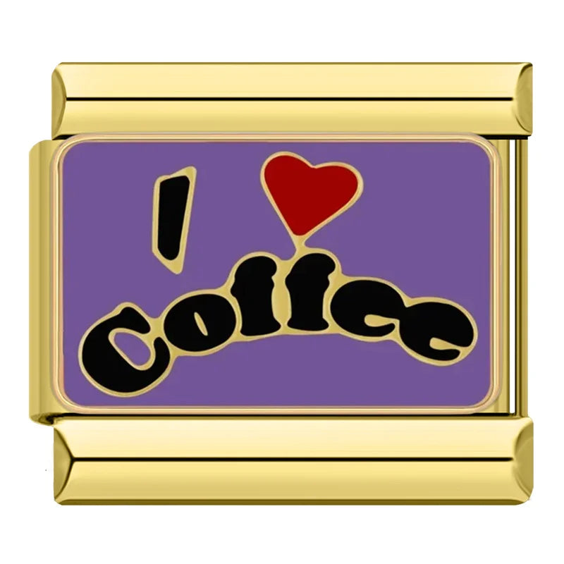 Gold-Charm Food & Drink Liebes Spruch I love coffee