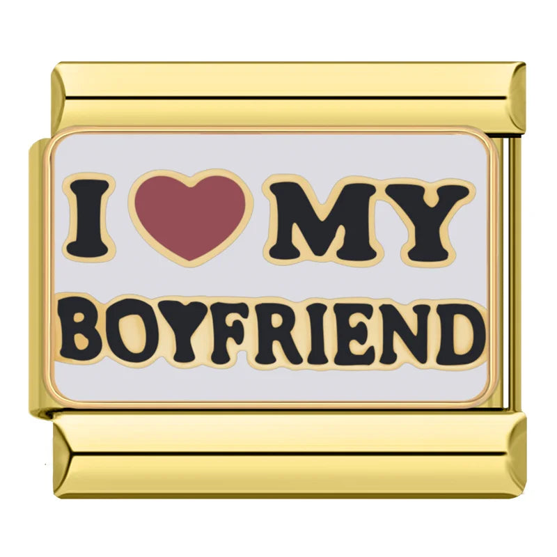 Gold-Charm Familie & Freunde Liebes Spruch I LOVE MY BOYFRIEND