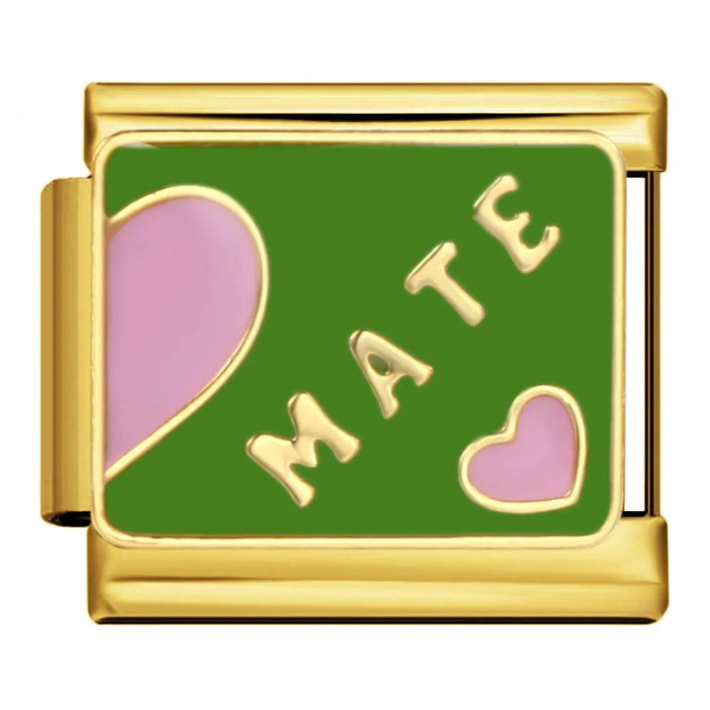 Gold-Charm Familie & Freunde Liebes Spruch MATE