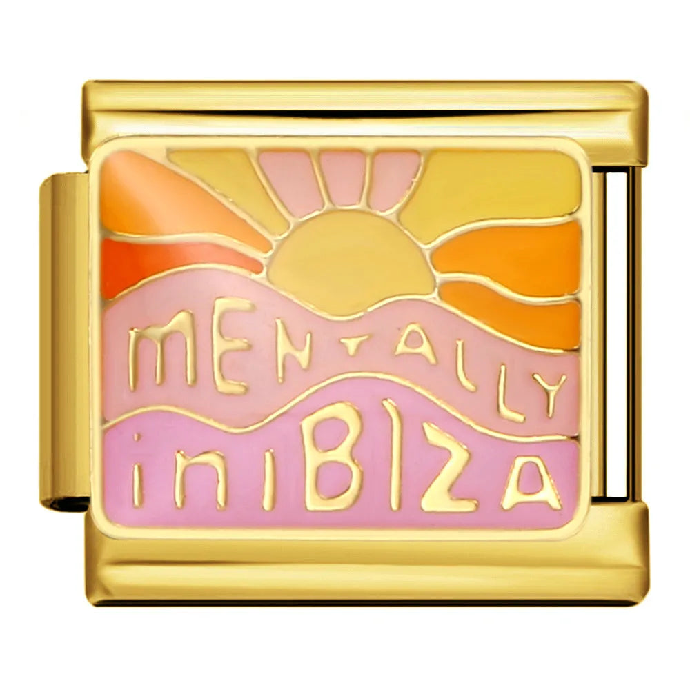 Gold-Charm Spruch Mentally in Ibiza