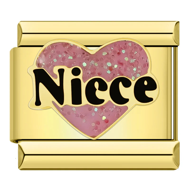 Gold-Charm Funkel Familie & Freunde Liebes Spruch Niece