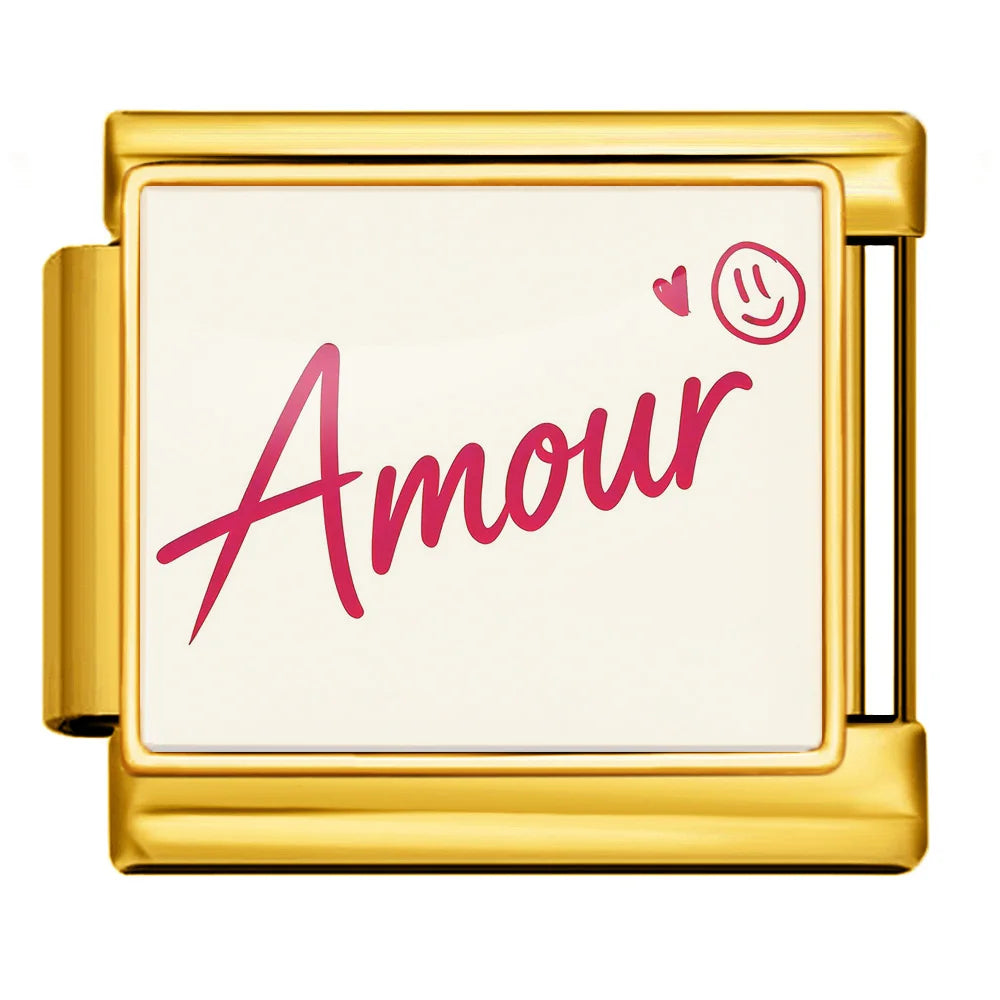 Gold-Charm Liebes Spruch Amour