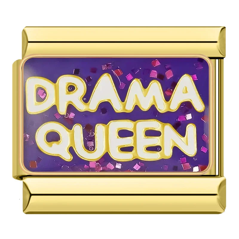 Gold-Charm Funkel Liebes Spruch DRAMA QUEEN