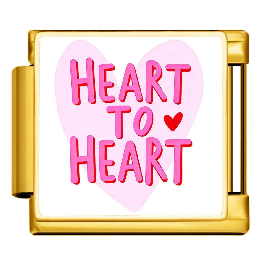 Gold-Charm Liebes Spruch HEART TO HEART