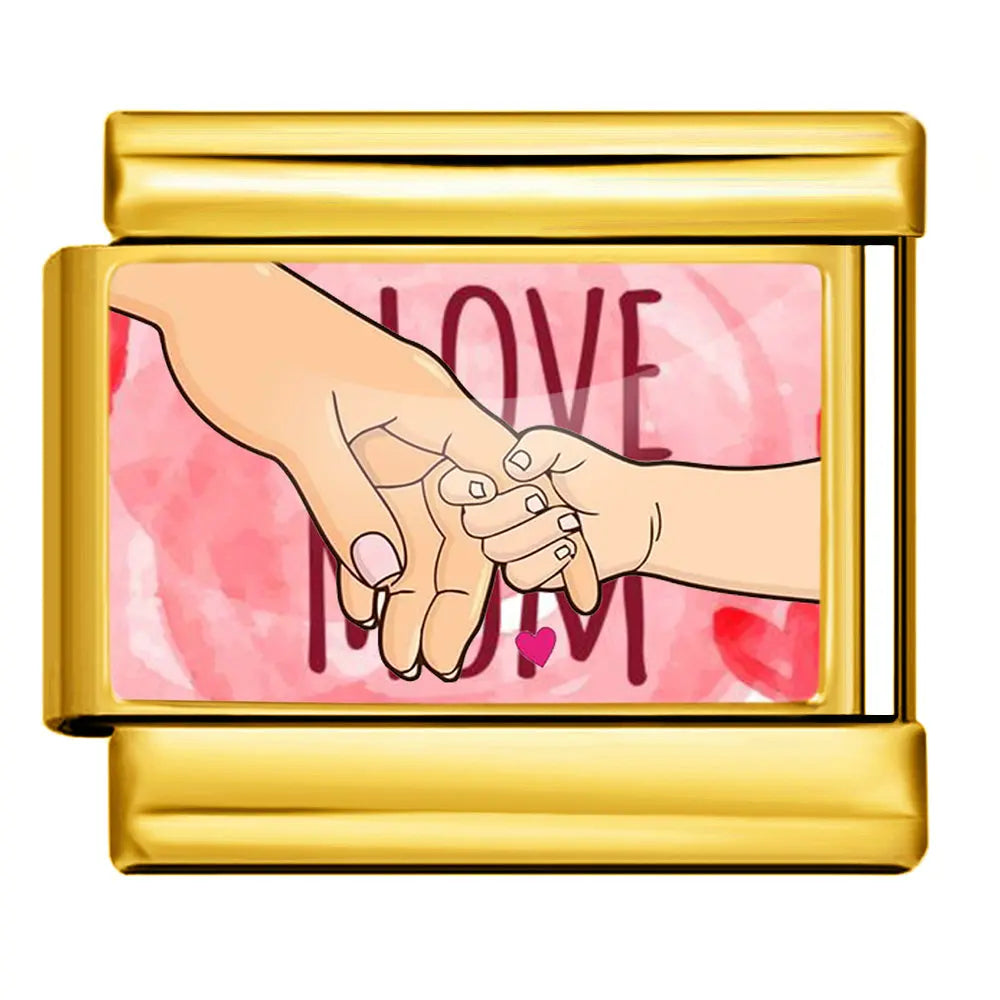 Gold-Charm Familie & Freunde Liebes Spruch LOVE MOM