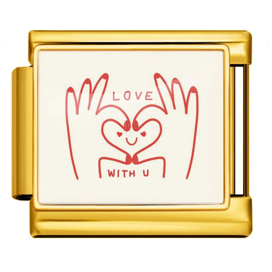 Gold-Charm Liebes Spruch LOVE WITH U