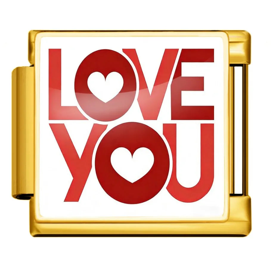 Gold-Charm Liebes Spruch LOVE YOU
