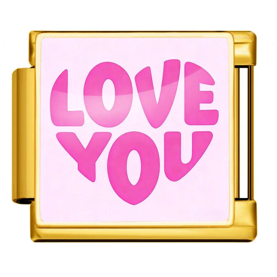 Gold-Charm Liebes Spruch LOVE YOU