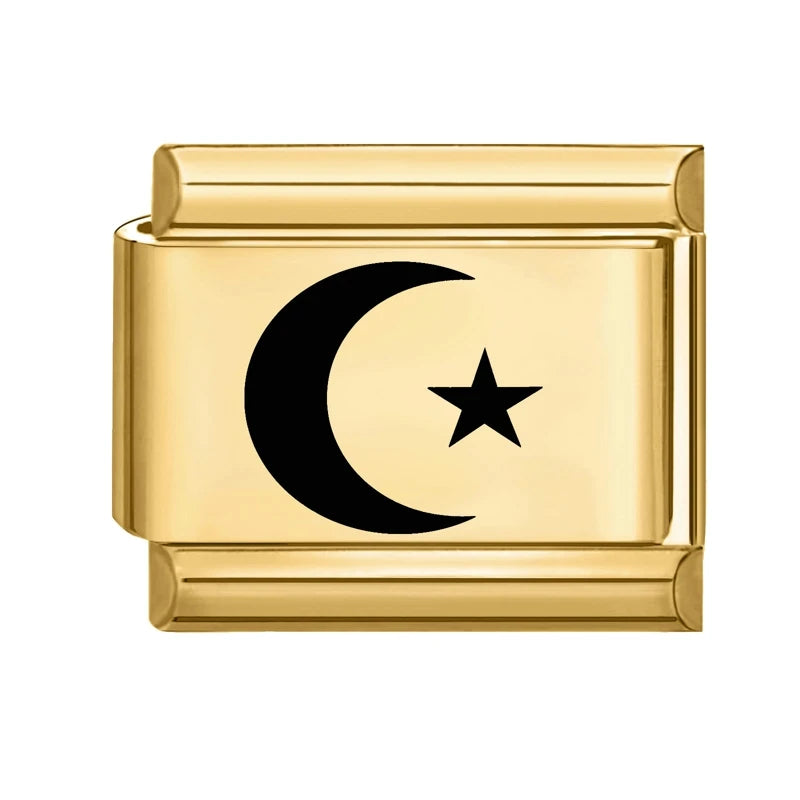Gold-Charm Universum Halbmond Stern Symbol