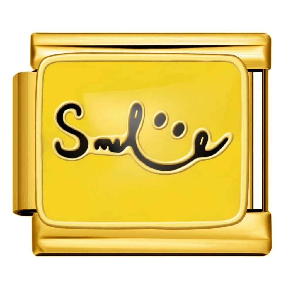 Gold-Charm Spruch Smile Symbol