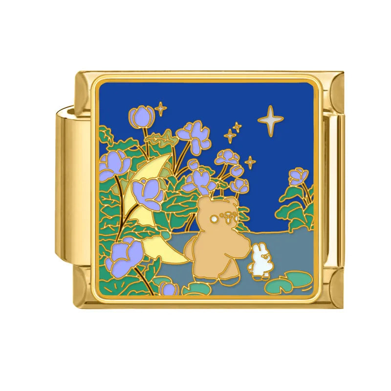 Gold-Charm Tiere Bär und Hase