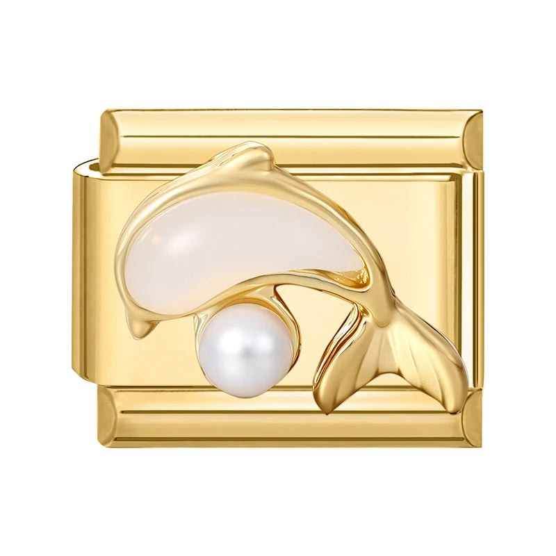 Gold-Charm Funkel Tier Delfin