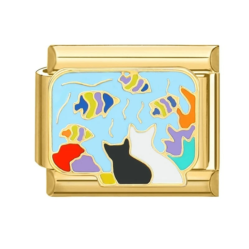 Gold-Charm Tiere Katzen & Fische