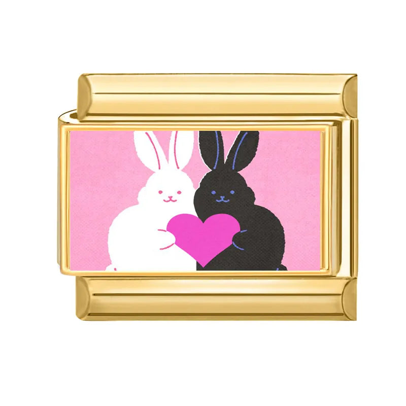 Gold-Charm Tiere Hasen Liebe