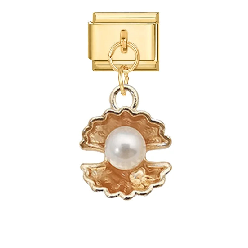 Gold-Charm Funkel Tier Anhänger Muschel