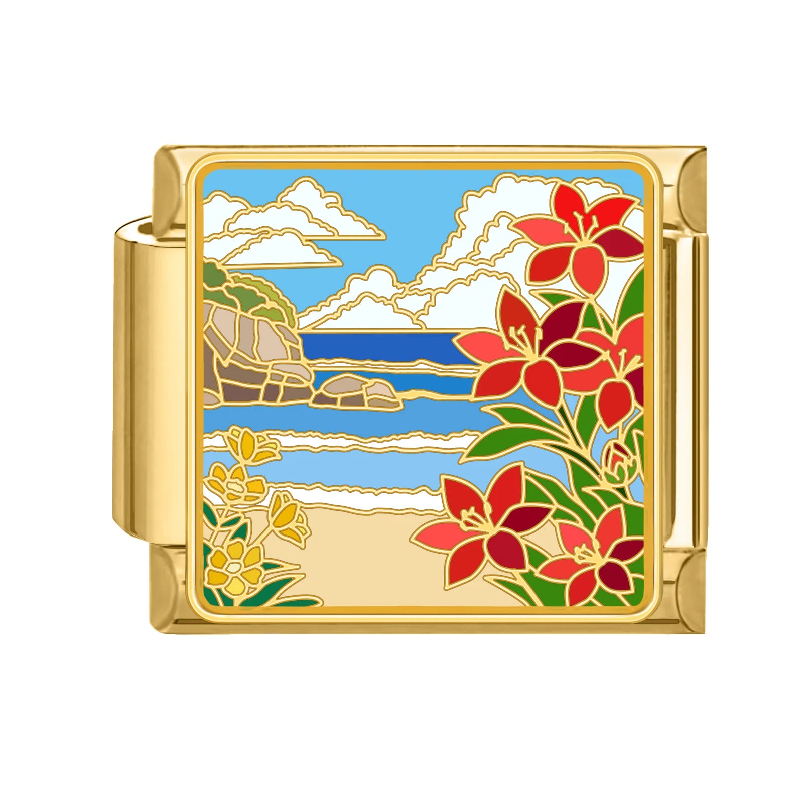 Gold-Charm Blumen Strand Traveling