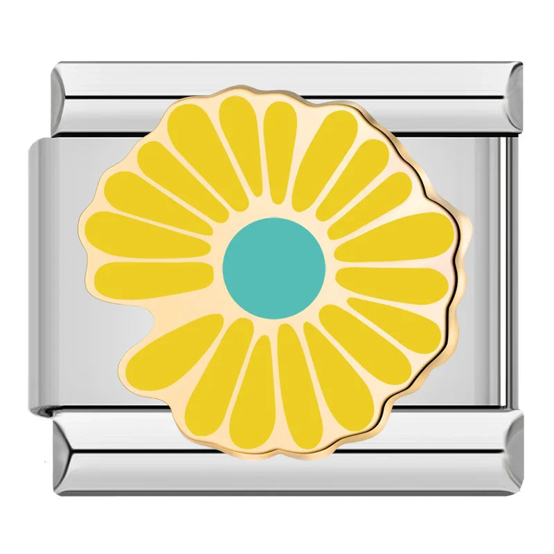 Silber-Charm gelbe Blume