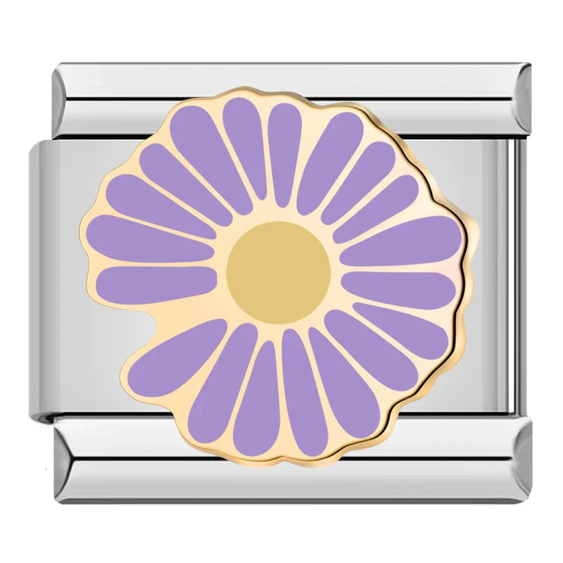 Silber-Charm lila Blume